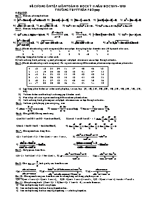 Đề cương ôn tập môn học kỳ II môn Toán Lớp 10 - Năm học 2019-2020 - Trường THPT Trần Phú